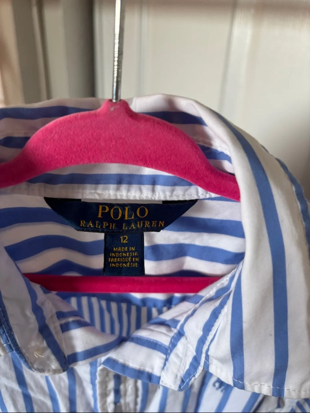 Ralph Lauren Light Blue and White Striped Button-Up Dress